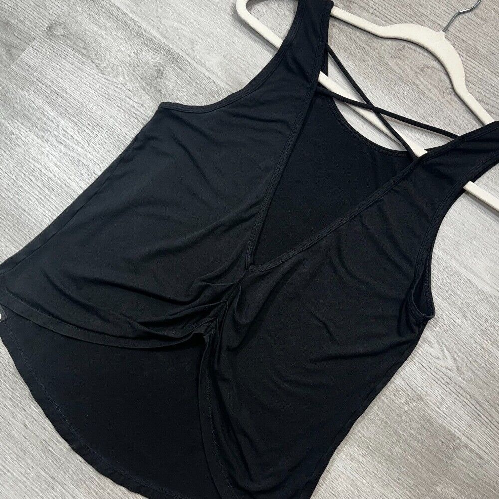 Curves N Combat Boots Black Tank Top Size‎ M Criss Cross Back Sleeveless Casual